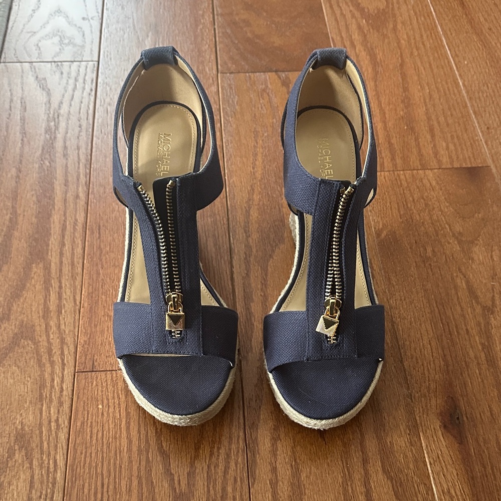 Michael Kors Navy Zip Wedges